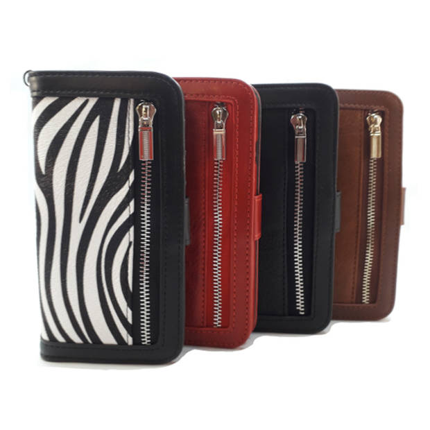 HEM Boekhoesje met rits - Geschikt voor Samsung Galaxy S23 Ultra - Zwarte Wallet - Book Case - Boekhoesje -