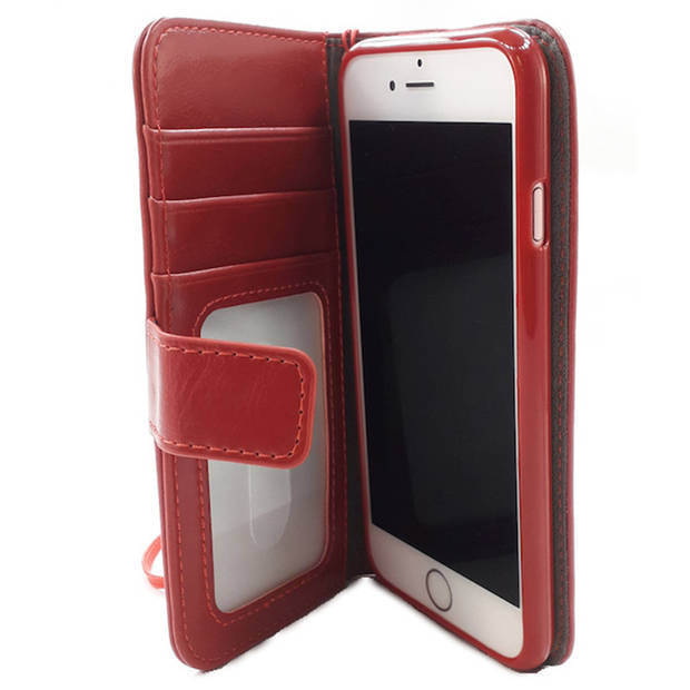 HEM Boekhoesje met rits - Geschikt voor iPhone 14/15 - Rode Wallet - Book Case - Boekhoesje - Telefoonhoesje