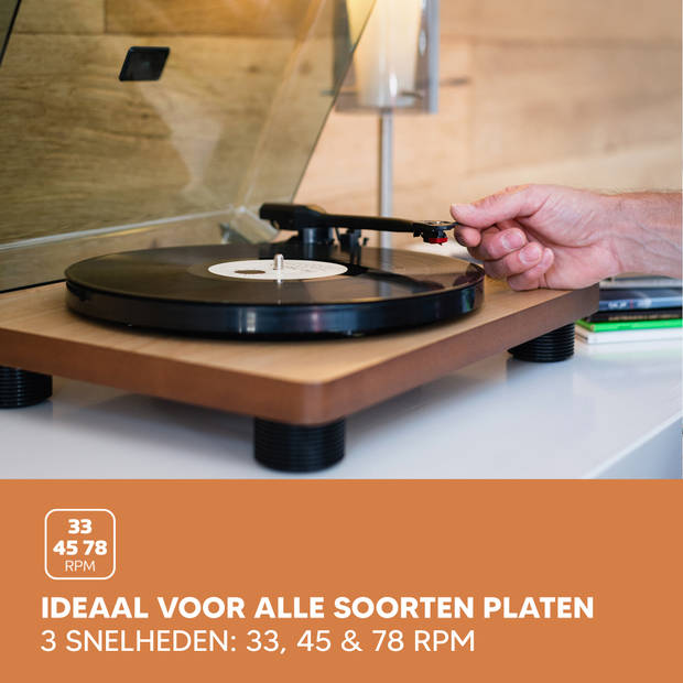 Platenspeler mét ingebouwde speakers USB Encoding Lenco Hout