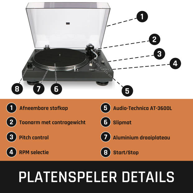 Direct aangedreven Platenspeler met USB/PC encoding Lenco Zwart