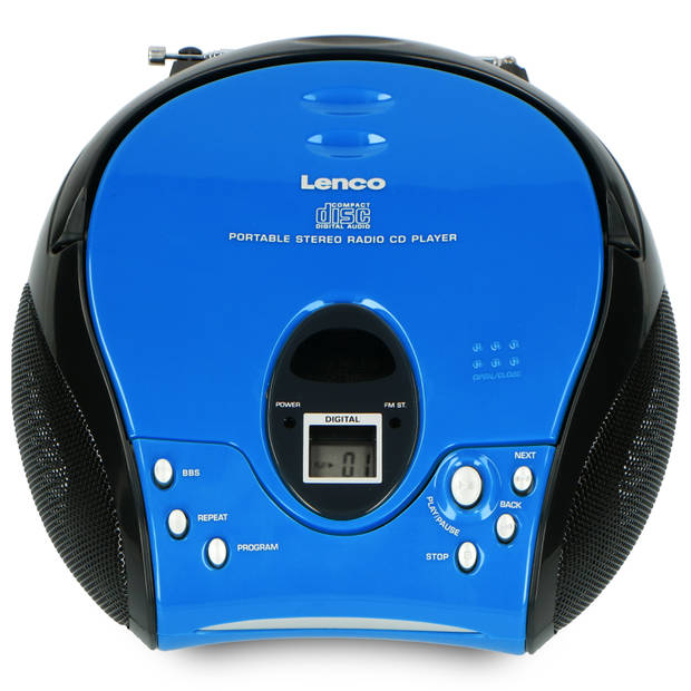Draagbare stereo FM radio met CD-speler Lenco Blauw-Zwart