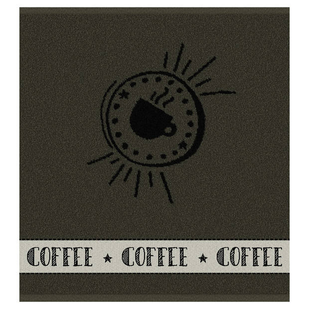 DDDDD Keukendoek Hello Coffee 50x55cm - army - set van 6