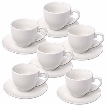 Set van 6x stuks Espresso koffie kop- en schotels - Koffie- en theeglazen