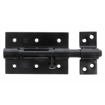 AMIG schuifslot/plaatgrendel - staal - 7cm - zwart - incl schroeven - deur - raam - Grendels