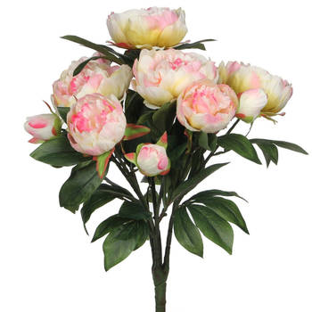 Mica Decorations Kunstbloemen boeket pioenrozen&nbsp;- roze -&nbsp;55 cm - decoratie bloemen - Kunstbloemen