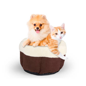 maxxpro Kattenmand - Kleine Hondenmand - Super Zacht - Wasbaar - Bruin/ Wit