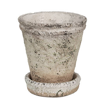 HAES DECO - Bloempot Ø 11x12 cm Beige Steen Plantenpot