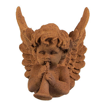 Clayre & Eef Decoratie Beeld Engel 12 cm Bruin Polyresin Religious sculpture Bruin Religious sculpture