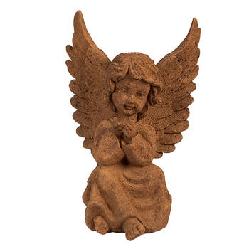 Clayre & Eef Decoratie Beeld Engel 15 cm Bruin Polyresin Religious sculpture Bruin Religious sculpture