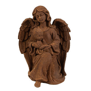 Clayre & Eef Decoratie Beeld Engel 18 cm Bruin Polyresin Religious sculpture Bruin Religious sculpture