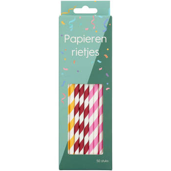 Papieren rietjes kleurrijk - 50 stuks