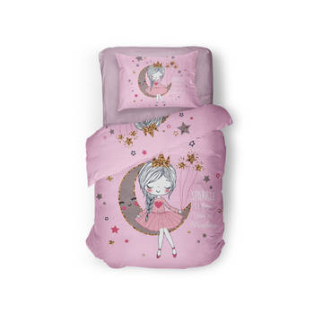 Eleganzzz Kinder Dekbedovertrek Micropercal Princess of the Stars - roze 140x200cm