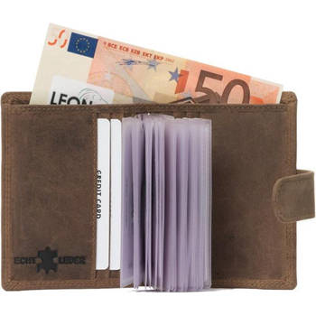 Pasjeshouder - Muntgeldvak - Papiergeld - Leer - Donkerbruin (Hunter leer)