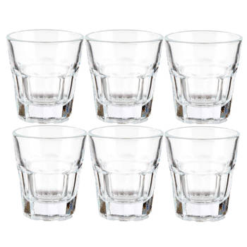 Vivalto shotglaasjes - 6x - glas - transparant - 40 ml - Shotglazen