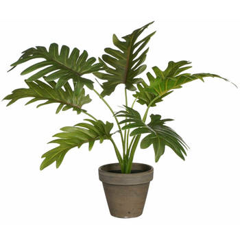 Mica Decoration kunstplant Philodendron - groen - H30 en D27 cm - Kamerplant - Kunstplanten
