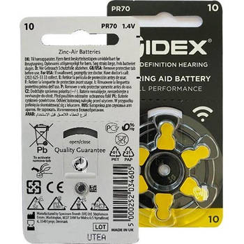 Widex Hoortoestel batterijen 10 pakjes 60 batterijen Gele sticker P10 gehoorapparaat