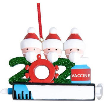 Kerst 2022 Het jaar van de vaccinaties Element met 3 poppetjes Kerstbal Kerstversiering