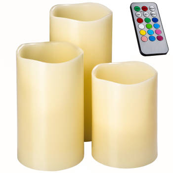 tectake® - Set van 6 LED kaarsen met kleurverandering - 2x3 verschillende hoogtes- 402888