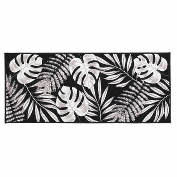 Keukenloper tapijt Palm Leaves – Wit – Zwart - 50 x 120 CM