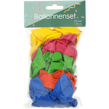 Ballonnen kleurrijk - 50 stuks - 20 cm