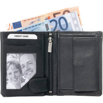 Portemonnee heren - Leer - Zwart - Notecase (hoog model)