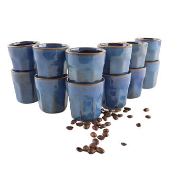 OTIX Espresso kopjes - zonder Oor - Set van 12 - Aardewerk - 80 ml - Mokken - Koffiekopjes - BLUETT