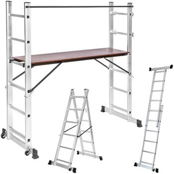 tectake® - 401668 Multifunctionele ladder - Steiger stelling - Werkhoogte 1m