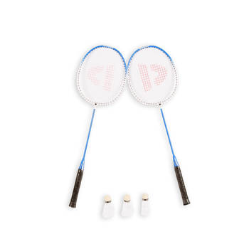 Blauwe Badminton Set voor 2 Personen Met 3 Shuttles Inclusief Draagtas Lengte racket - 65 cm