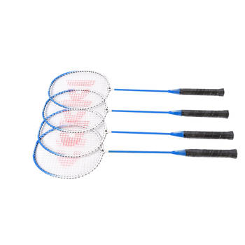 2 Sets met 2 Badmintonrackets en 3 Shuttles aluminium/bio plastic Rackettas blauw tennistas 68cm*22.5cm