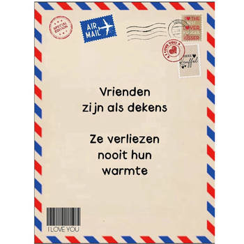 Post Deken - Sprei - Wikkeldoek- Plaid - Vriend(in) - Vriendschap bankdeken - knuffeldeken - 200 x 150 cm