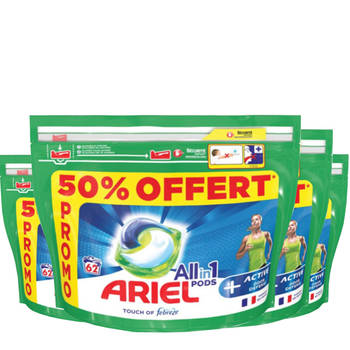 Ariel All-in-1 Pods Active- 4x62 Wasbeurten - Voordeelverpakking