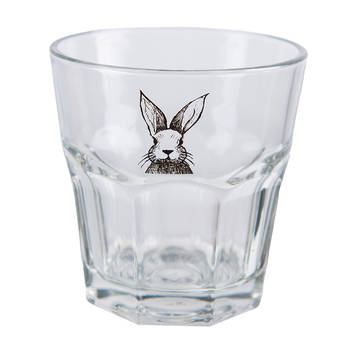 Clayre & Eef Waterglas 200 ml Transparant Glas Konijn Drinkbeker Transparant Drinkbeker