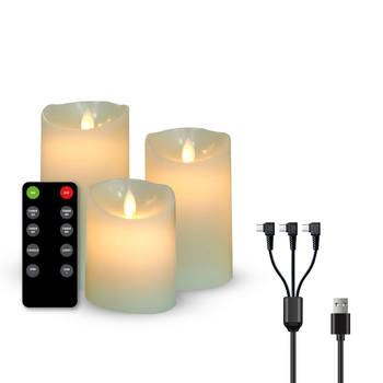 FlinQ Oplaadbare LED Kaarsen - Bewegende Vlam - 3-pack