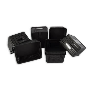 Set van 7 Rattan Mandje opbergbox Zwart Kunstsof Mandje 5 liter Opbergmandje Opbergmand 25cm*20cm*11cm