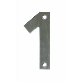 AMIG Huisnummer 1 - massief Inox RVS - 10cm - incl. bijpassende schroeven - zilver - Huisnummers
