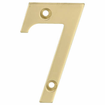 AMIG Huisnummer 7 - massief messing - 5cm - incl. bijpassende schroeven - gepolijst - goudkleur - Huisnummers