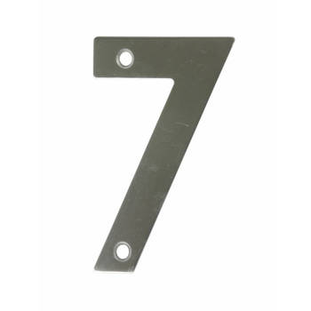 AMIG Huisnummer 7 - massief Inox RVS - 10cm - incl. bijpassende schroeven - zilver - Huisnummers