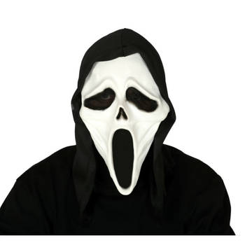 Fiestas Halloween thema verkleed masker - Scream/Ghostface - volwassenen - met kap - Verkleedmaskers