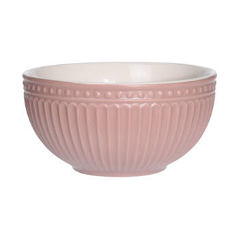 Excellent Houseware Soepkommen/schaaltjes - Roman Style - keramiek - D14 x H7 cm - oud roze - Kommetjes
