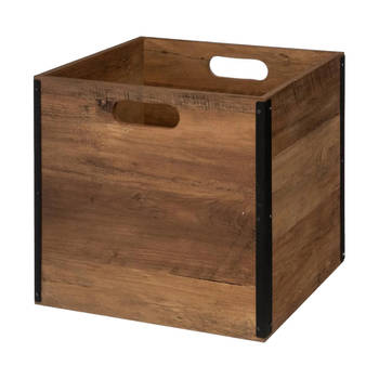 Kast opbergmand/kastmand - donkerbruin - 29 liter - mdf hout - 31 x 31 x 31 cm - inklapbaar - Opbergkisten