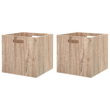 Kast opbergmand/kastmand - 2x - lichtbruin - mdf hout - 29 liter - 31 x 31 x 31 cm - inklapbaar - Opbergkisten