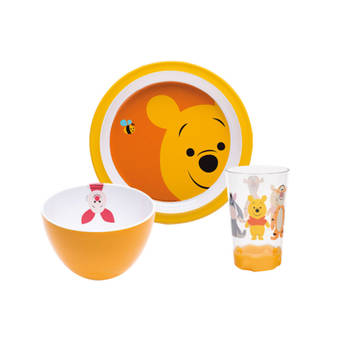 Zak!Designs Disney - Disney Big Face Pooh ontbijtset Set van 3 Stuks - Melamine - Multicolor