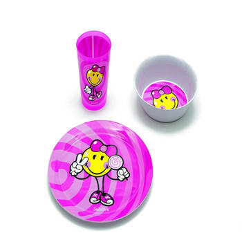 Zak!Designs - Smiley Junior Diner Set van 3 stuks - Melamine - Roze