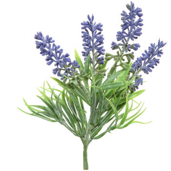 Everlands kunstbloemen tak lavendel - paars - D7 x H26 cm - Kunstbloemen