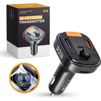 R2B Bluetooth FM Transmitter Auto - Autolader - Carkit - Receiver - Met USB C en USB A & Micro SD Poort