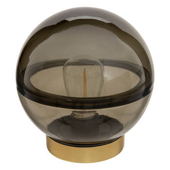 Led Tafellamp Bal - Smokey Grijs - Inclusief lamp - Ø16 x H16 cm (werkt op batterijen)