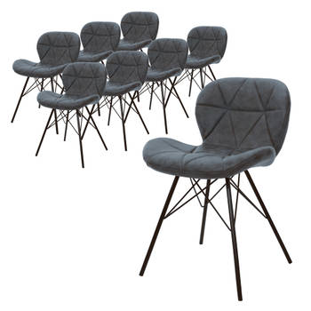ML-Design set van 8 eetkamerstoelen met rugleuning, antraciet, keukenstoel met kunstleren bekleding, gestoffeerde stoel