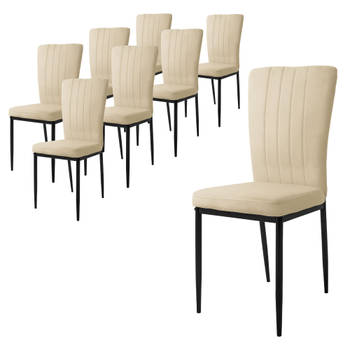 ML-Design eetkamerstoelen set van 8 met fluwelen bekleding, taupe, keukenstoelen met rugleuning, gestoffeerde stoel met
