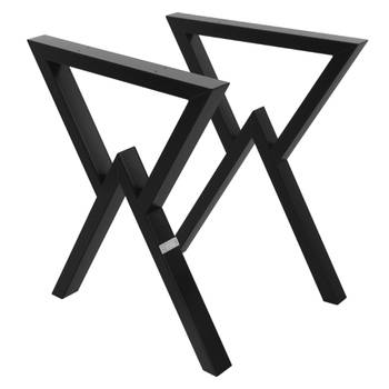 Tafelpoten set van 2 X-vormig 60x72 cm zwart staal ML design