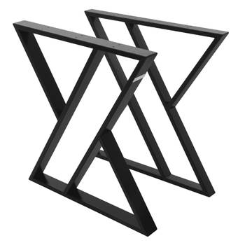 Tafelpoten set van 2 X-vormig 69x72 cm zwart staal ML design